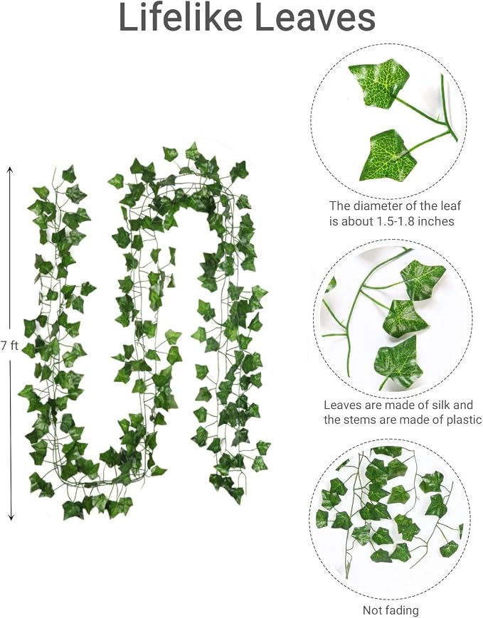 Fake Vines for Room Decor Aesthetic Artificial Plant Ivy Leaves Hanging - Image 2