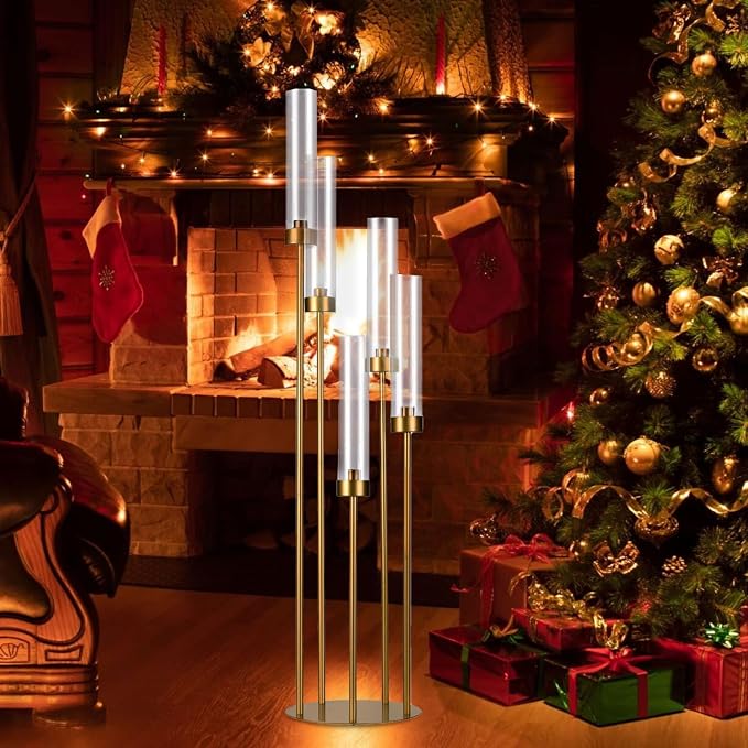 20PCS Gold Floor Candelabra, 5 Arm Candle Holder Tall Floor Candle Holder - Image 7