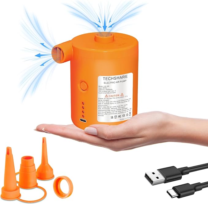 Air Pump for Air Mattress, Air Mattress Pump for Inflatables, Quick Fill by TECHSHARE%C2%AE