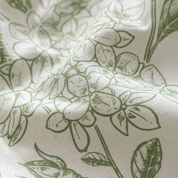F-CHU Vintage Sage Green Floral Linen Curtains - Image 7