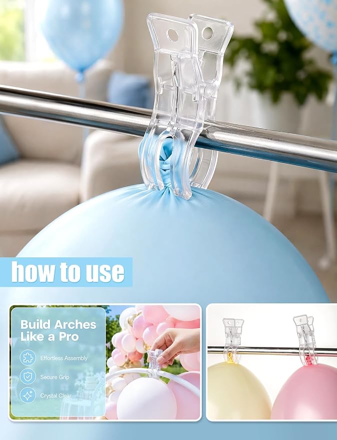 20Pcs Large Balloons Arch Clips, 3.5 Inch Plastic Backdrop Spring Clamps | Clip - Image 5