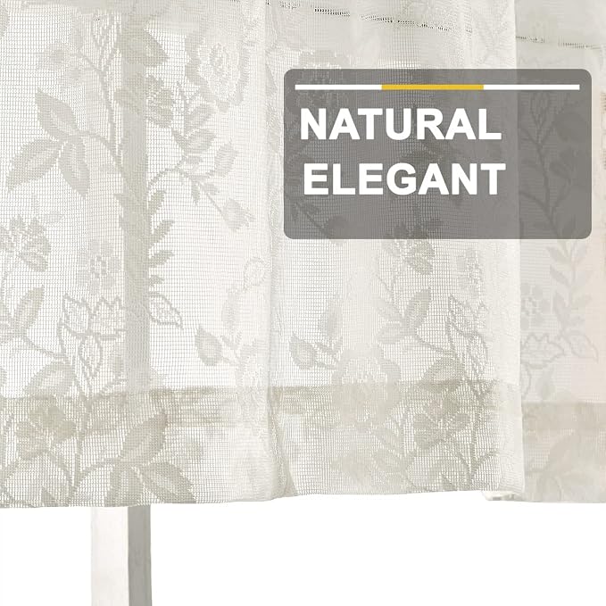 FINECITY Vintage Lace Valance for Windows, Country Rustic Floral Embroidered - Image 5