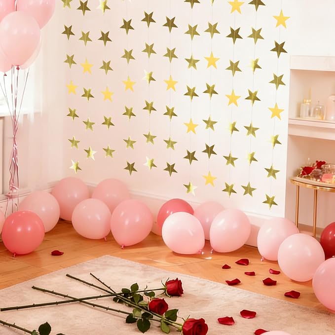 6 Pack Gold Star Garland Banner Each 13Ft Glitter Star Hanging Streamers | - Image 5