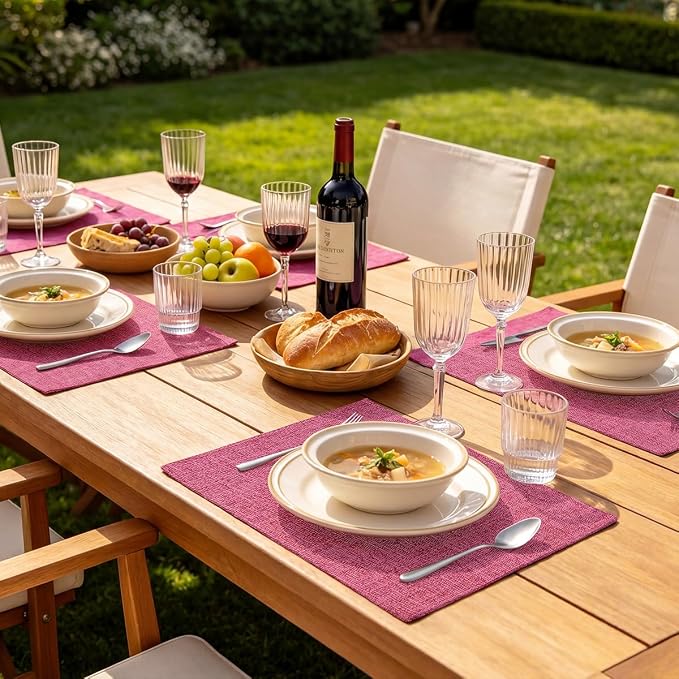 Faux Cotton Linen Placemats Set of 6, Cloth Washable Farmhouse Dining Table Mats - Image 7