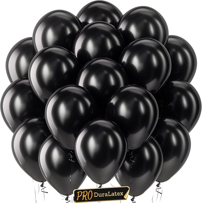 Pro Duralatex Black Extra-Thick Balloons 120 Pack 10 inch | Black Balloons by Bezente