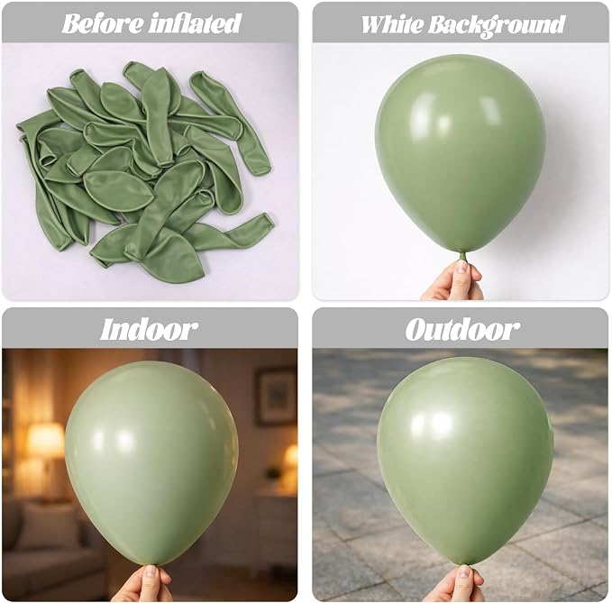 Voircoloria 110pcs Sage Green Olive Green Latex Party Balloons, 12inch | - Image 3