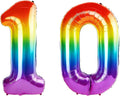 40 Inch Number 10 Balloons for 10th Birthday Party Decorations, 0-100 Rainbow by FOBELEC