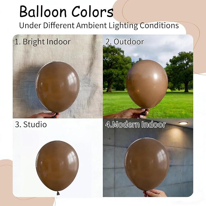 100pcs 5 Inch Small Dark Brown Balloons, 5” Mini Coffee Tan Latex Balloons Arch - Image 2