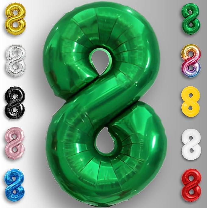 Green Number Balloon 8 Mylar Foil Balloons 32 inch - Image 2