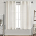 Cream Linen Back Tab Curtains 63 Inch Length by Nanspring