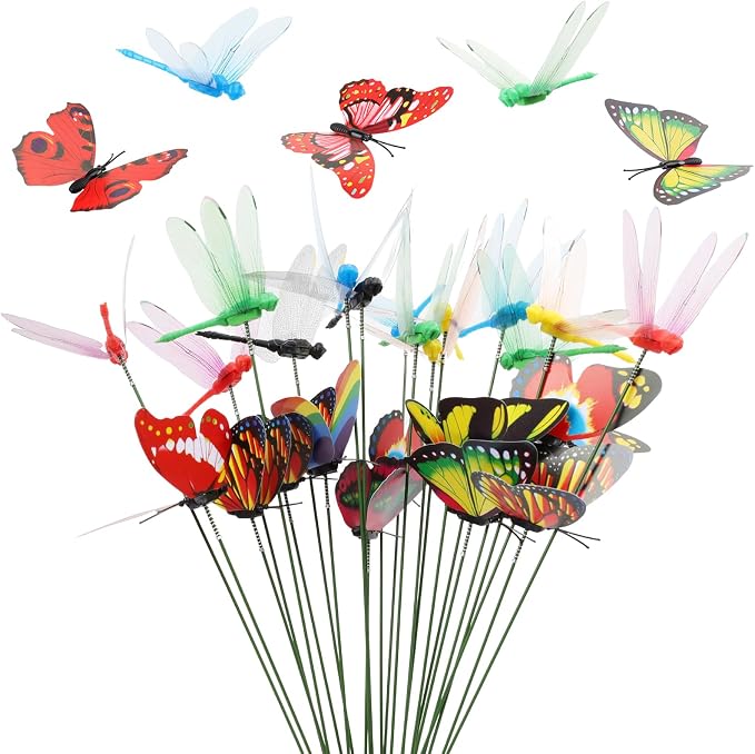 30PCS 3D Dragonfly Garden Stakes Butterfly Garden Stakes by Wolpark