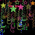54 Pieces UV Hanging Swirl Paper Neon Star Garlands Streamers Black Light Glow by WELITTCON