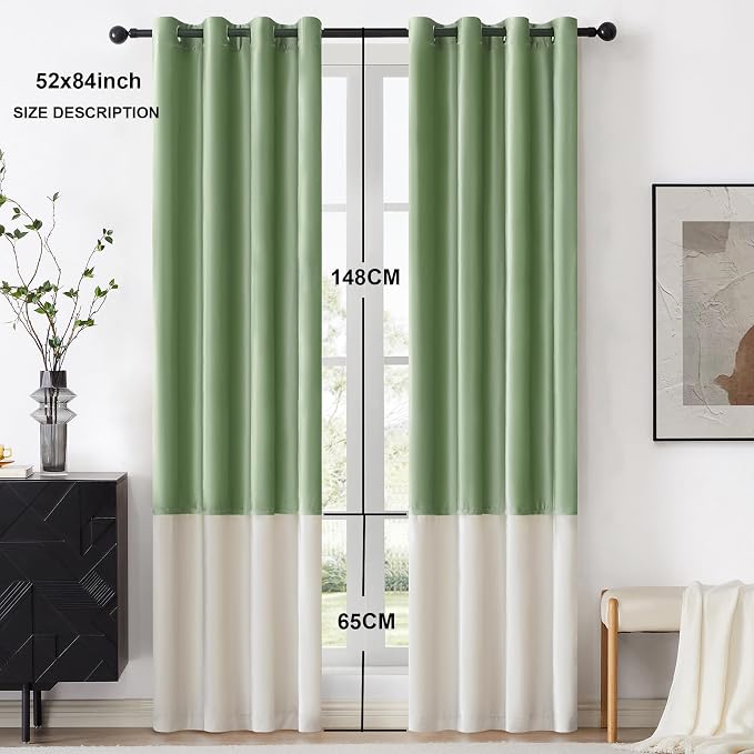 BULBUL Luxury Color Block Velvet Curtains 84 inch - Image 6
