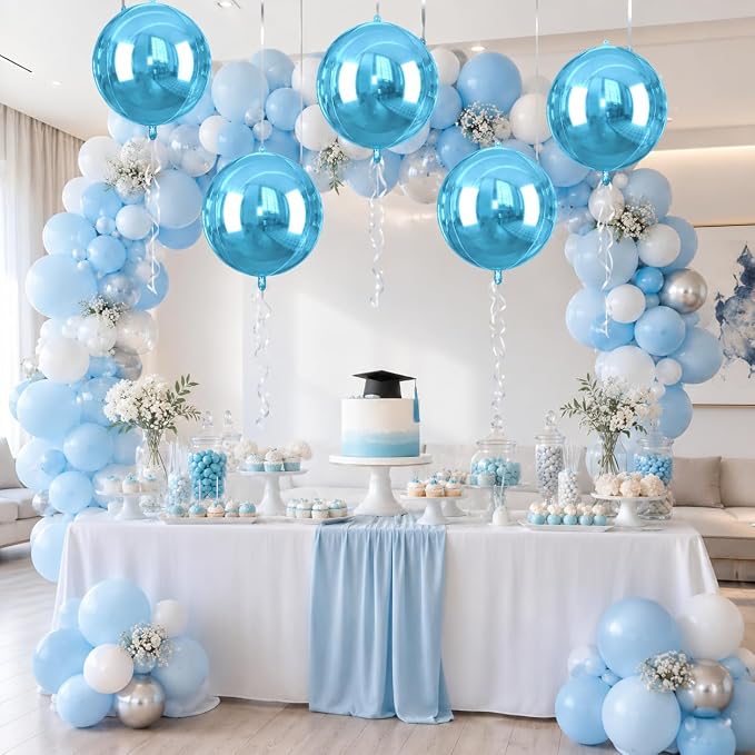 Blue Giant 4D Foil Balloons, 22 Inch Metallic Blue Round Foil Balloons - Image 5