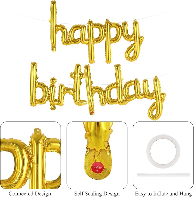 Happy Birthday Balloons Banner Foil Letters Balloons Connected, Personalized - Image 6