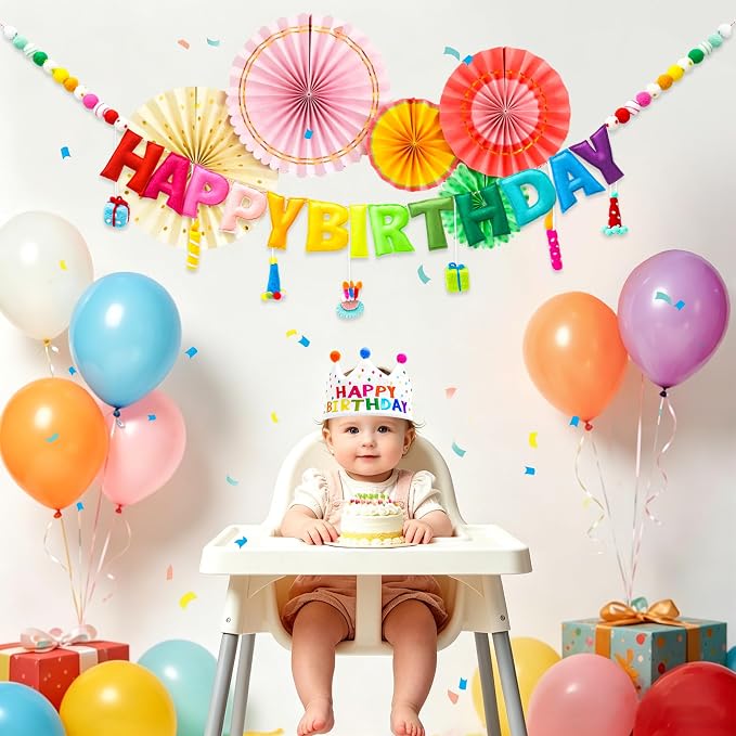 Pre-Strung Happy Birthday Banner, Felt Birthday Garland - Image 4