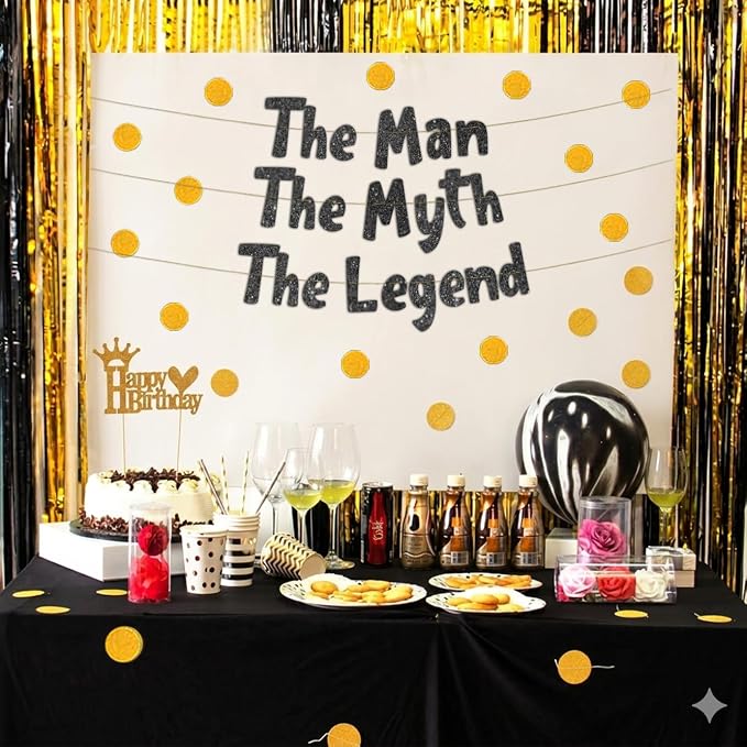 Pre-Strung The Man The Myth The Legend Black Glitter Banner - Image 6