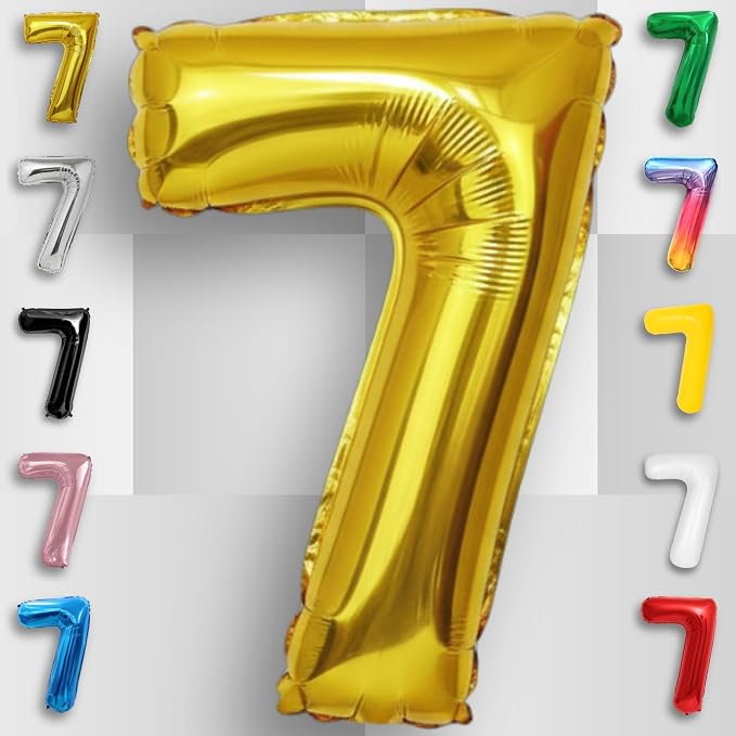 Gold Number Balloon 7 Mylar Foil Balloons 40 inch - Image 4