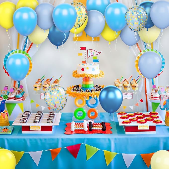 Yellow Blue Balloons, 12 Inch Blue and Yellow Balloons Set Macaron Yellow - Image 6