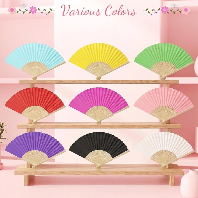 50 Pieces Paper Fans Paper Hand Fan Bamboo Folding Fan Handheld Fan Paper - Image 6