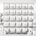Metallic Silver Double Sided Square Foil Balloons Wall, 19 Inches Chrome Foil by FEYG