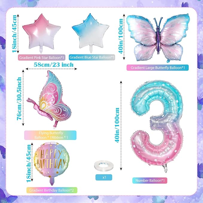 Butterfly 3rd Birthday Decorations - Image 2