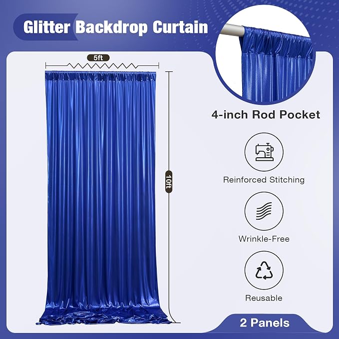 10x10FT Royal Blue Sequin Backdrop Curtain - Image 5