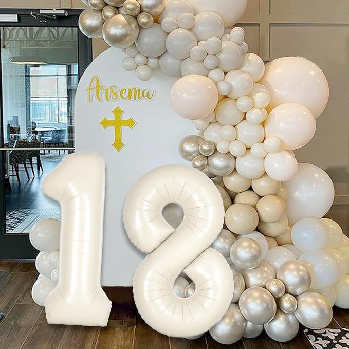 Cream White Number 22 Balloon for First Birthday Decorations, 40 inch Huge - Image 3