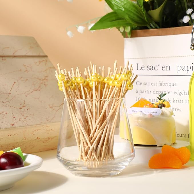 Reallnaive 300 Pcs Cocktail Pick Pearl Fancy Toothpick - Image 3