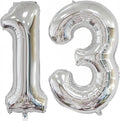 Silver 13 Balloon, 40 Inch Silver Number 13 Balloon Big Foil Mylar Helium by BBPOOL