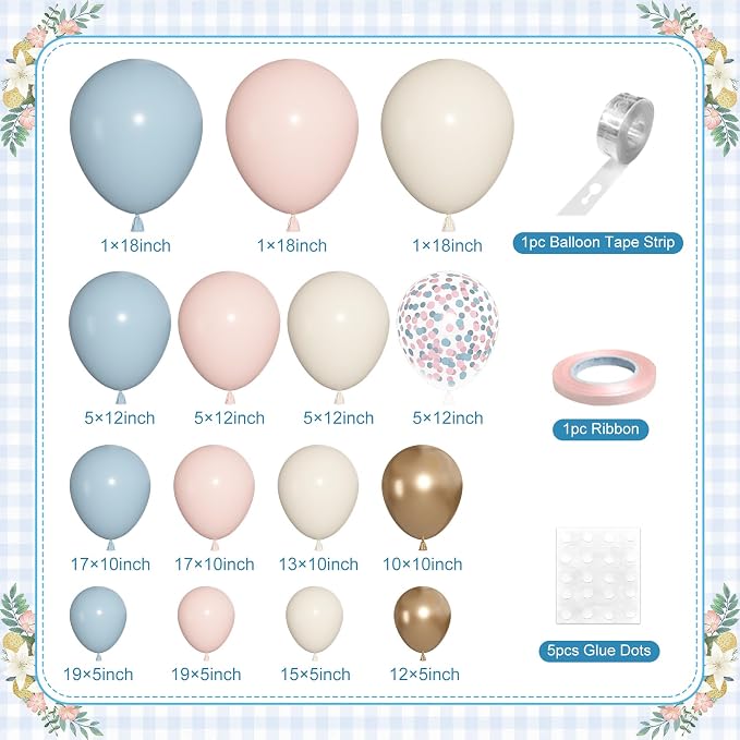 152Pcs Pink Blue Balloons Garland Arch Kit Different Size | Gender Reveal Dusty - Image 2
