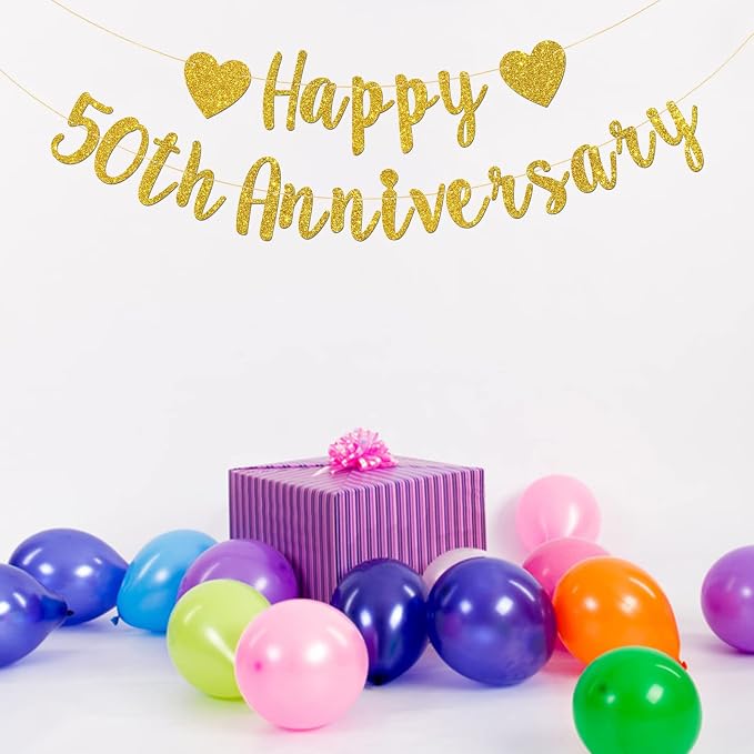 Happy 50th Anniversary Banner, 50th Wedding Anniversary, 50th Birthday - Image 4