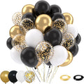 Patimate Black Gold Confetti Balloons Set by PatimateDirect