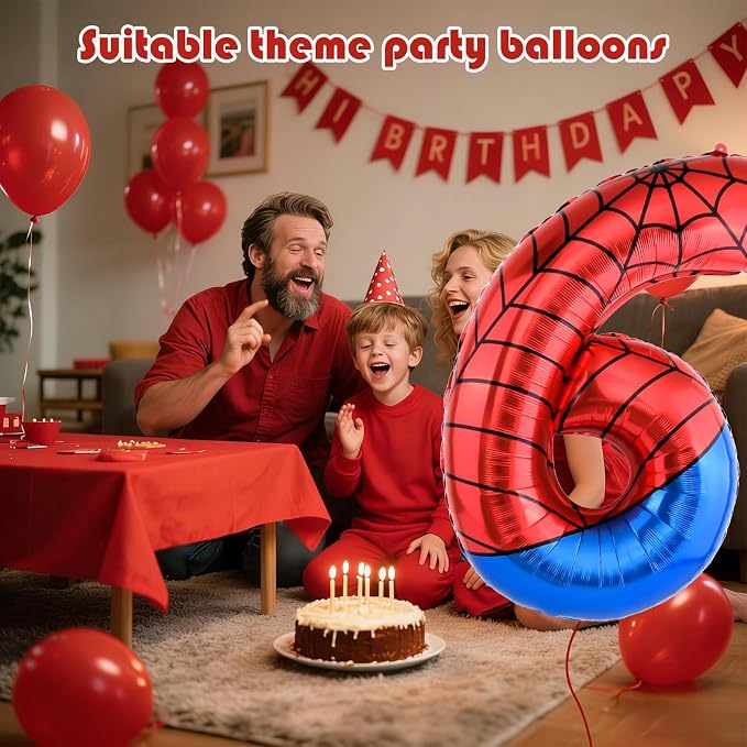 40 Inch Vibrant Spider-Themed Number Foil Balloons - Image 2