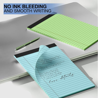 10pcs Small Note Pads, Color Notepads 5x8 College Ruled Notebook, Writing Pads 5 x 8, Legal Pads, Memo Pad Paper Perforate Narrow Ruled Notebooks for Work, School, Office,30 Sheets/Pack