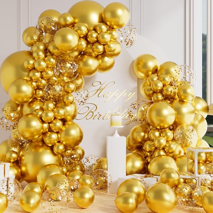 AULE 100Pcs Metallic Gold Balloons 18/12/10/5 Inch Different Sizes | Chrome by AULE