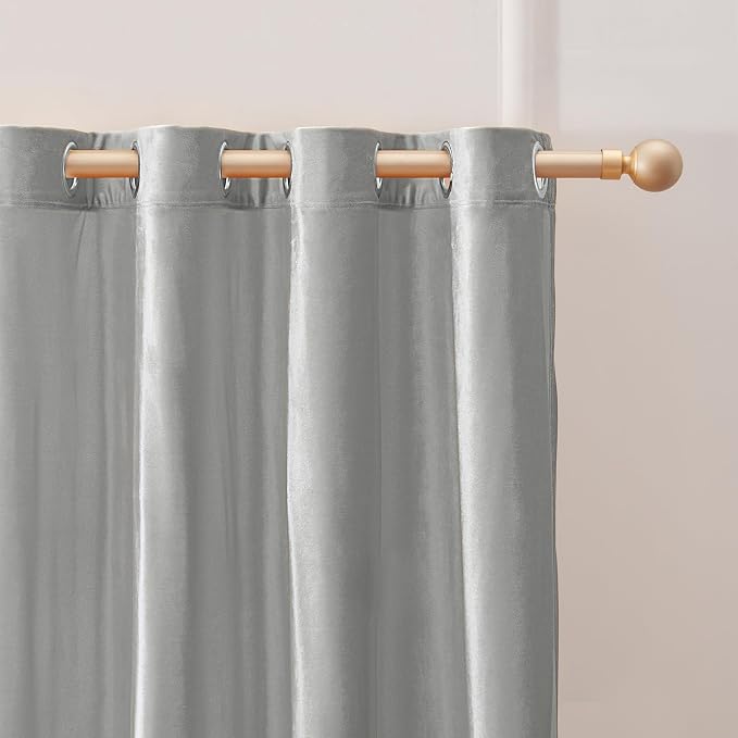 BULBUL Velvet Light Blue Blackout Curtains 102 inch Long - Image 2