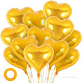 12 Pcs Gold Heart Balloons, 18 Inch Heart Foil Balloons Love Balloon Valentine by YOTHORN