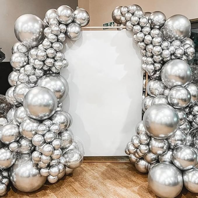FOTIOMRG 120pcs 5 inch Metallic Silver Balloons | Birthday, Graduation - Image 4