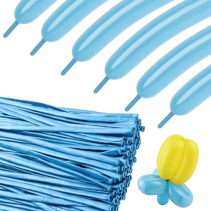 Party Balloons - Pearl Light Blue 260 Long Balloons by KEXINGTUO