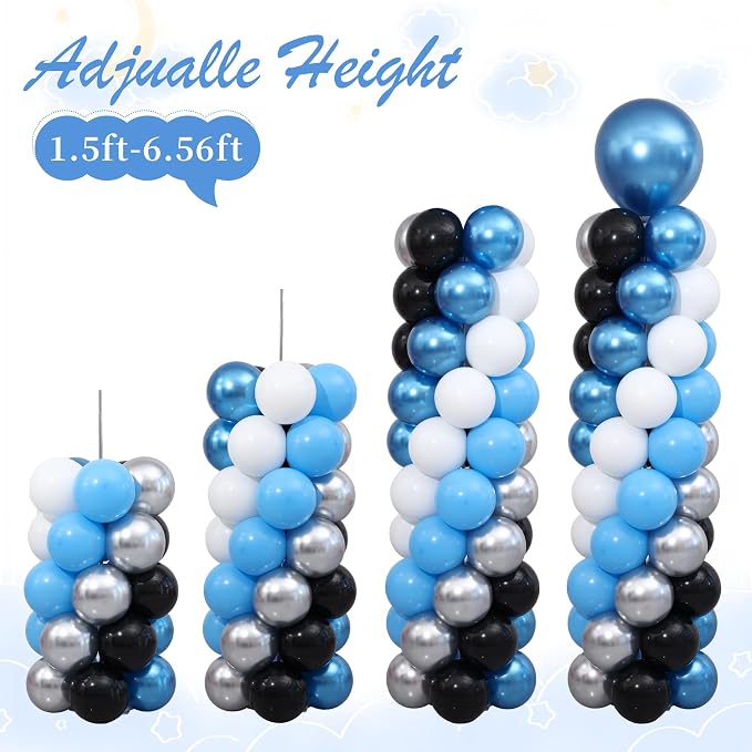 Blue and Silver Black Balloon Column Stand Arch Kit Set of 2 - Image 5