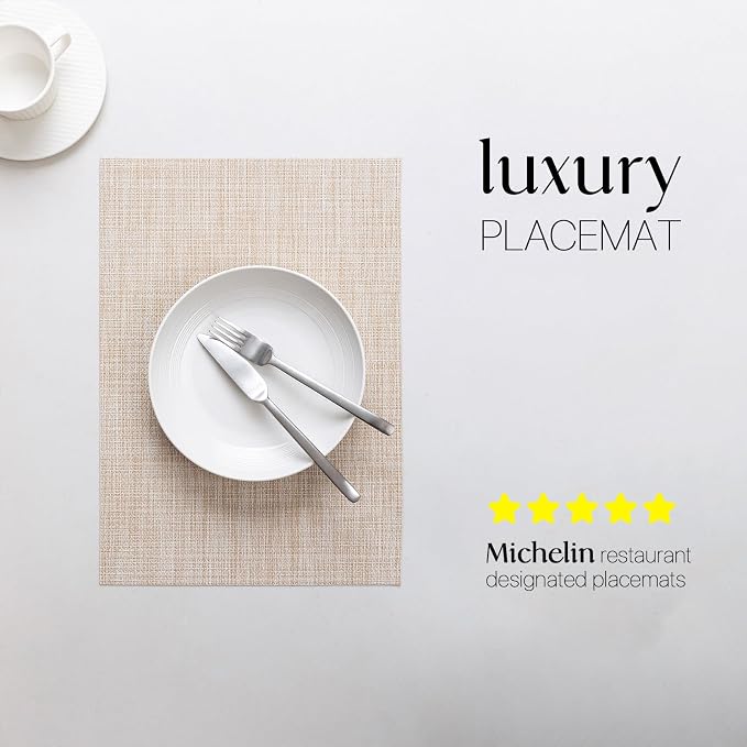 LEXMORE Placemats Set of 8 Vinyl/Plastic Woven Place Mats - Image 2