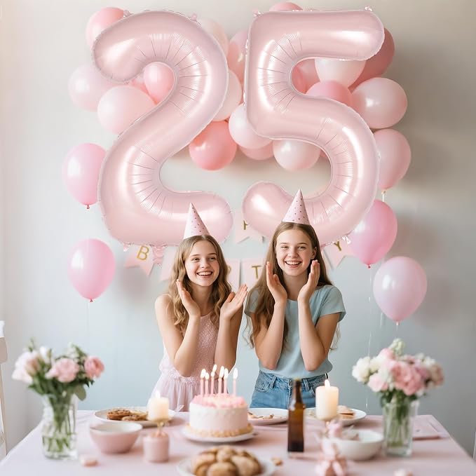 Light Pink Number 5 Balloon, 40 Inch Giant Mylar Number Balloons, Large Foil - Image 6