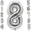 AULE 40 Inch Silver 8 Balloon Number Foil 0-9 Birthday Big Numbers | Birthday by AULE