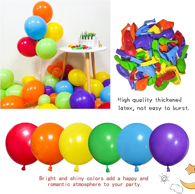 Rainbow Balloon Arch Kit 111Pcs 18 12 5 Inch Latex Colorful Party Balloons - Image 4