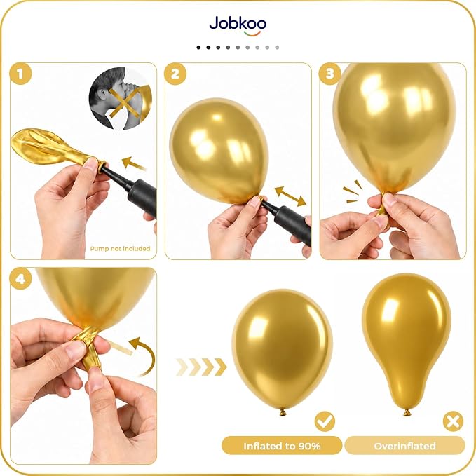 Jobkoo Gold Balloons 12 Inch, Metallic Chrome Gold Metallic Latex Balloon | - Image 5