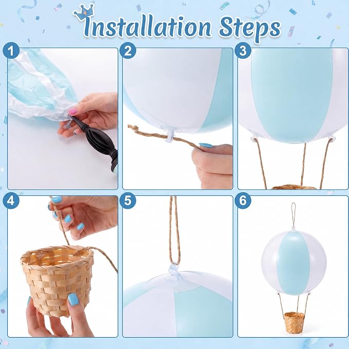 12 Sets Hanging Hot Air Balloon Decoration from Ceiling 12 Inch PVC Lanterns - Image 3