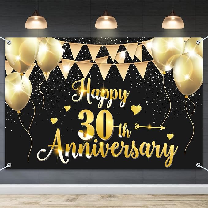 HAMIGAR 6x4ft Happy 30th Anniversary Banner Backdrop by HAMIGAR