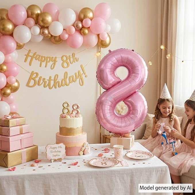 Pearlescent Pink Number 8 Balloon 40 Inch, Shiny Foil - Image 7