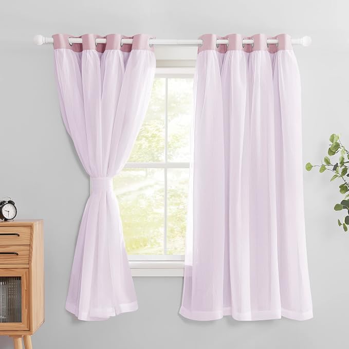 PONY DANCE Short Pink Curtains, 52 W x 63 L, Light Pink - Image 7